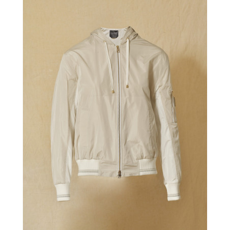 Veste bomber imperméable à capuche crème Lorena Antoniazzi