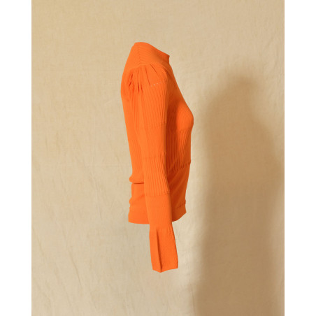 Pull en maille ajourée fin orange Emma White