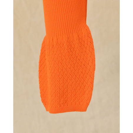 Pull en maille ajourée fin orange Emma White