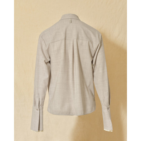Chemise beige à bords frangés Lorena Antoniazzi