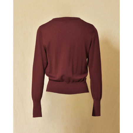 Pull en maille fin bordeaux Emma White