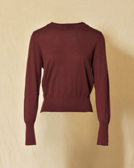 Pull en maille fin bordeaux Emma White
