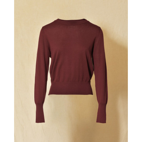 Pull en maille fin bordeaux Emma White