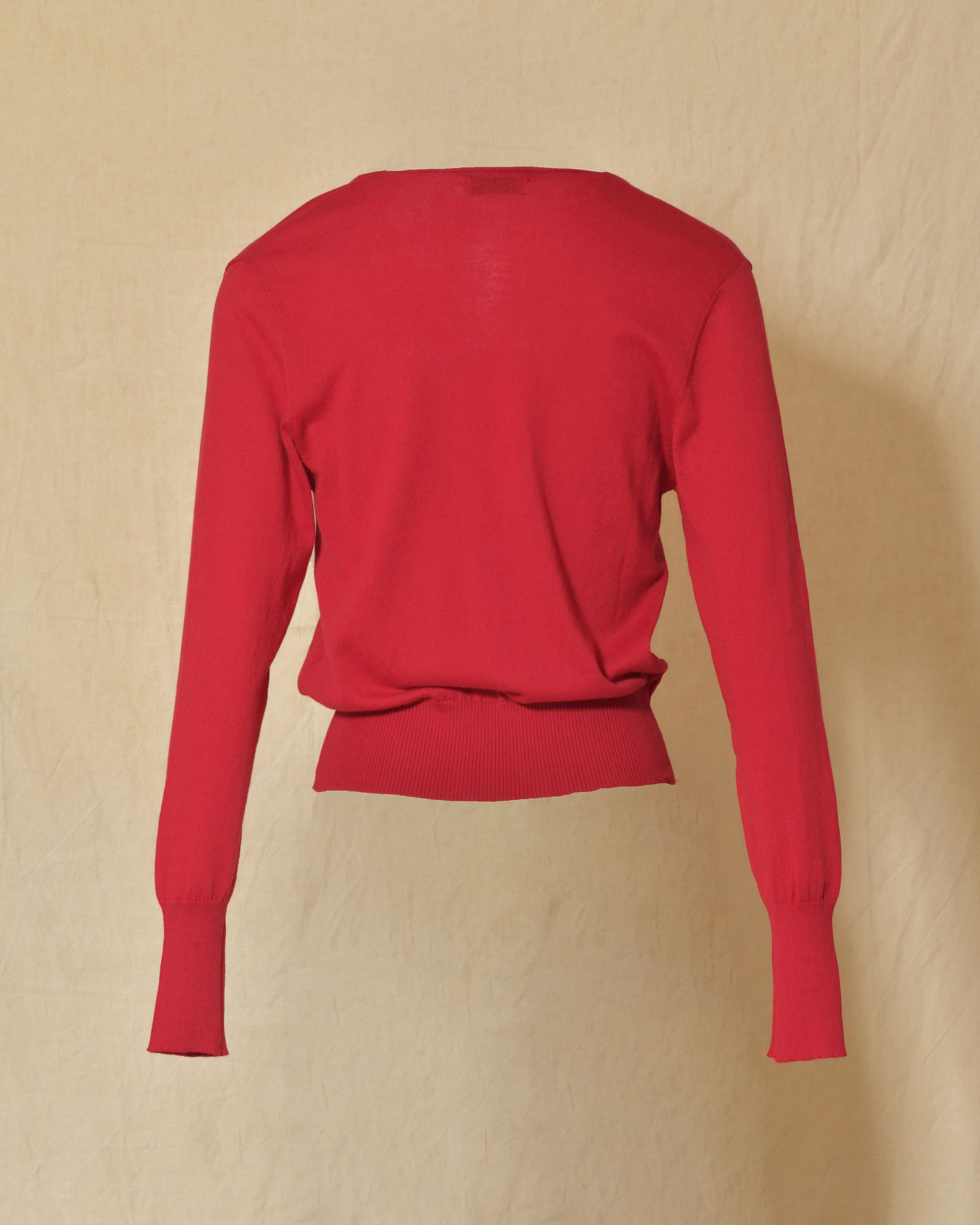 Pull en maille fin rouge col V Emma White