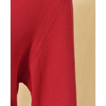 Pull en maille fin rouge col V Emma White