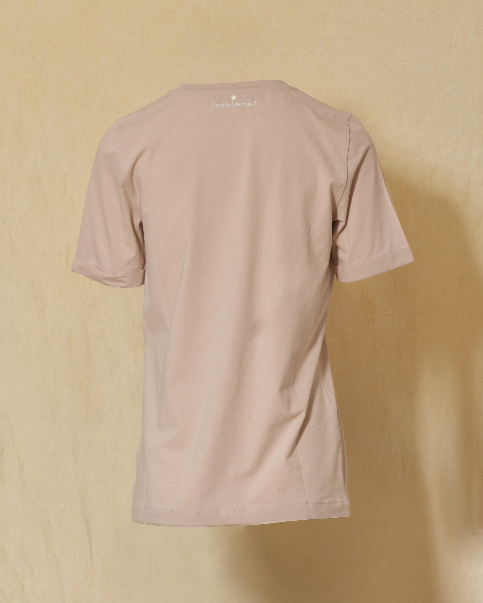 Tee-shirt en coton rose à cristaux Swarovski Lorena Antoniazzi