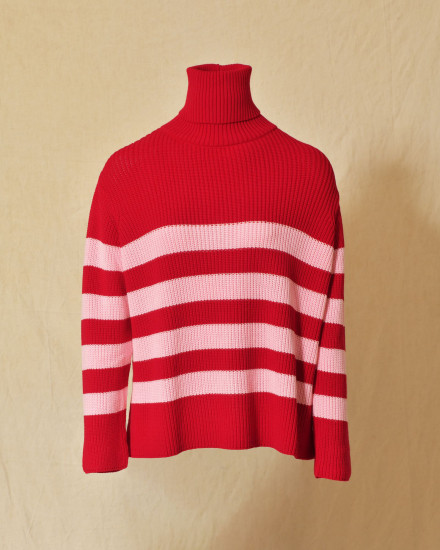 Pull à col roulé bicolore Emma White