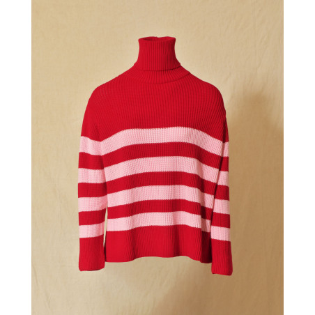 Pull à col roulé bicolore Emma White
