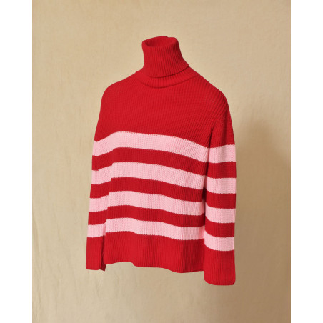 Pull à col roulé bicolore Emma White