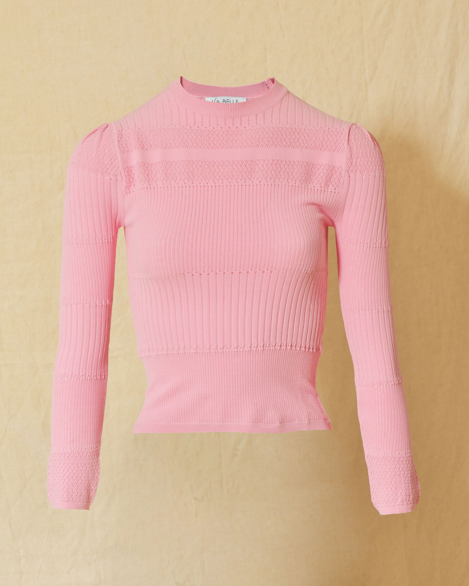 Pull en maille ajourée fin rose Emma White