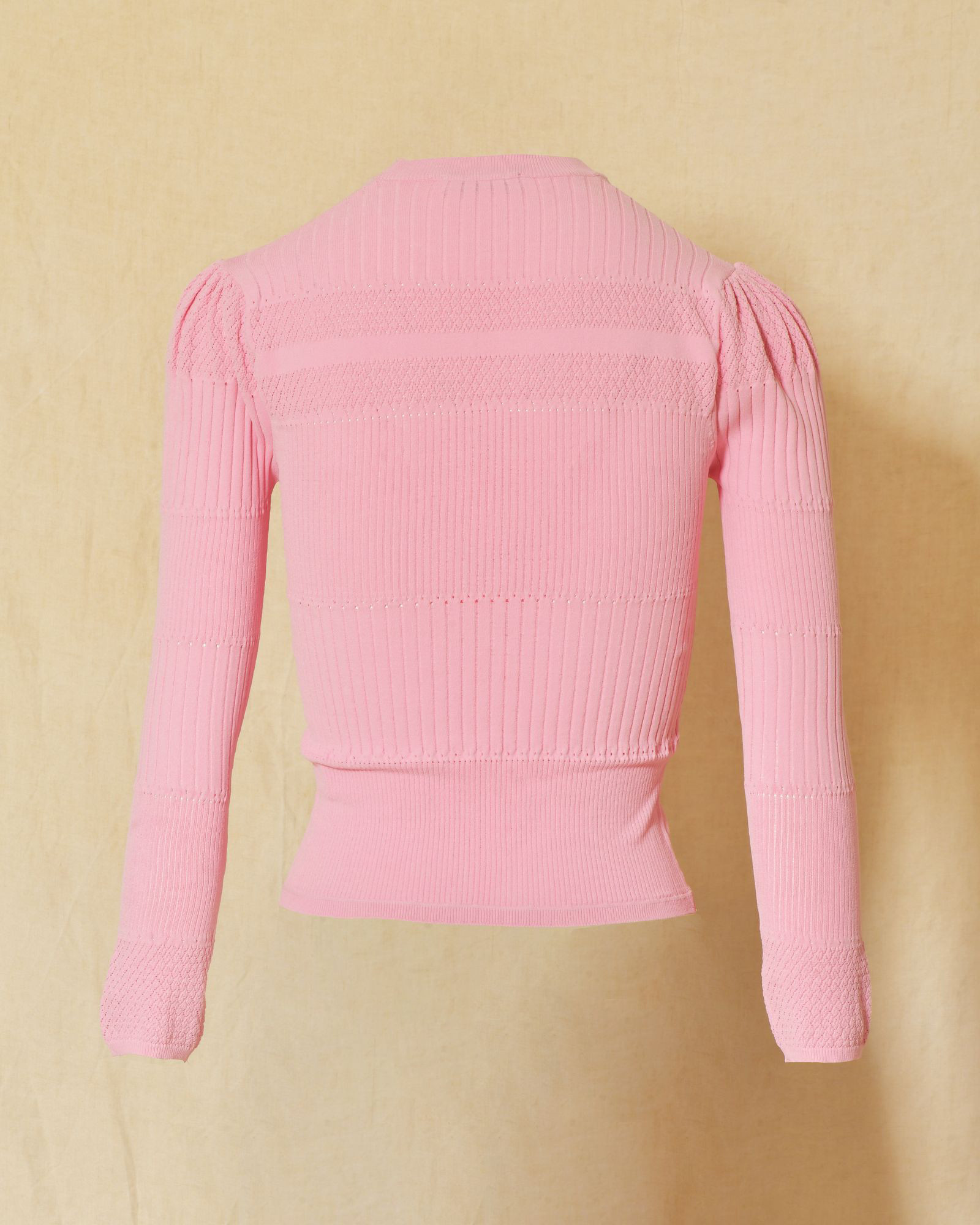 Pull en maille ajourée fin rose Emma White