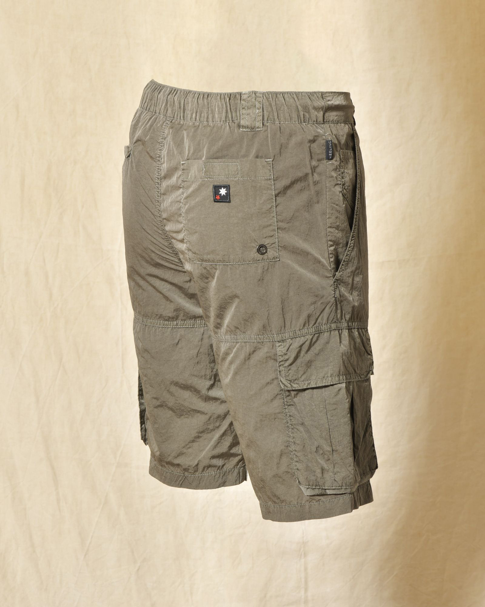 Short de bain cargo kaki effet froissé Keeling