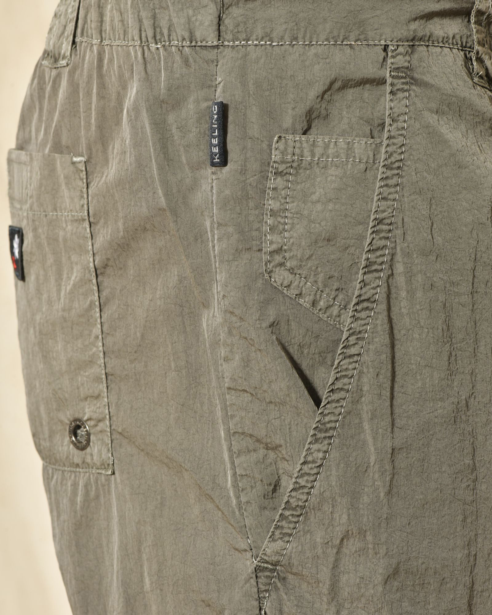 Short de bain cargo kaki effet froissé Keeling