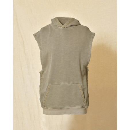 Sweat à capuche sans manches kaki clair Keeling