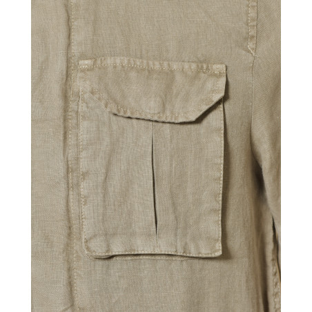 Veste utilitaire cargo en lin kaki clair Keeling