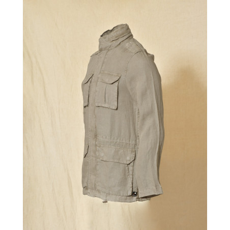 Veste utilitaire cargo en lin kaki clair Keeling