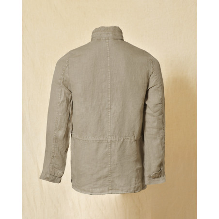 Veste utilitaire cargo en lin kaki clair Keeling