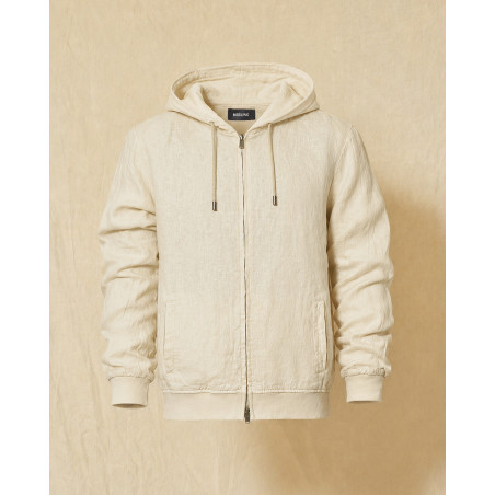 Veste à capuche en lin beige Keeling