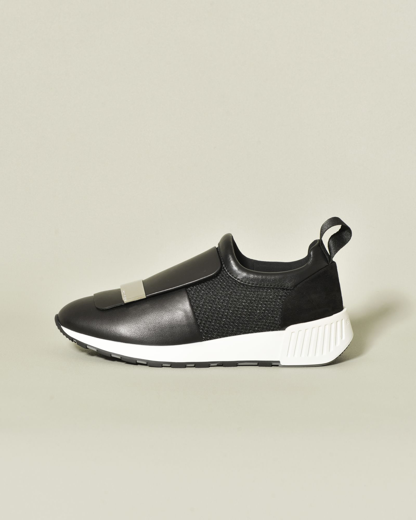 Sneakers en cuir noir à plateforme légère Sergio Rossi