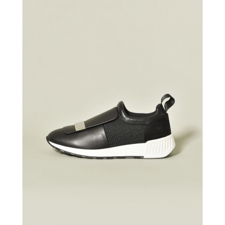 Sneakers en cuir noir à plateforme légère Sergio Rossi