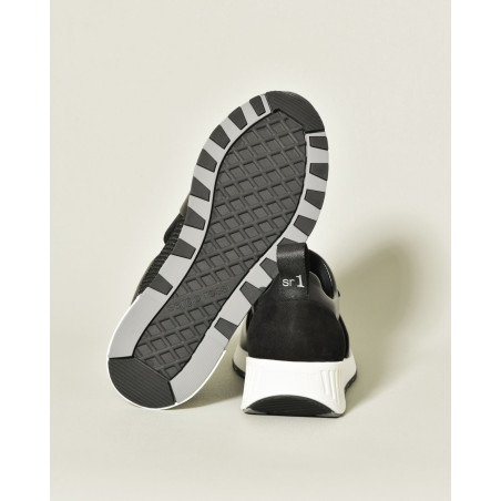 Sneakers en cuir noir à plateforme légère Sergio Rossi