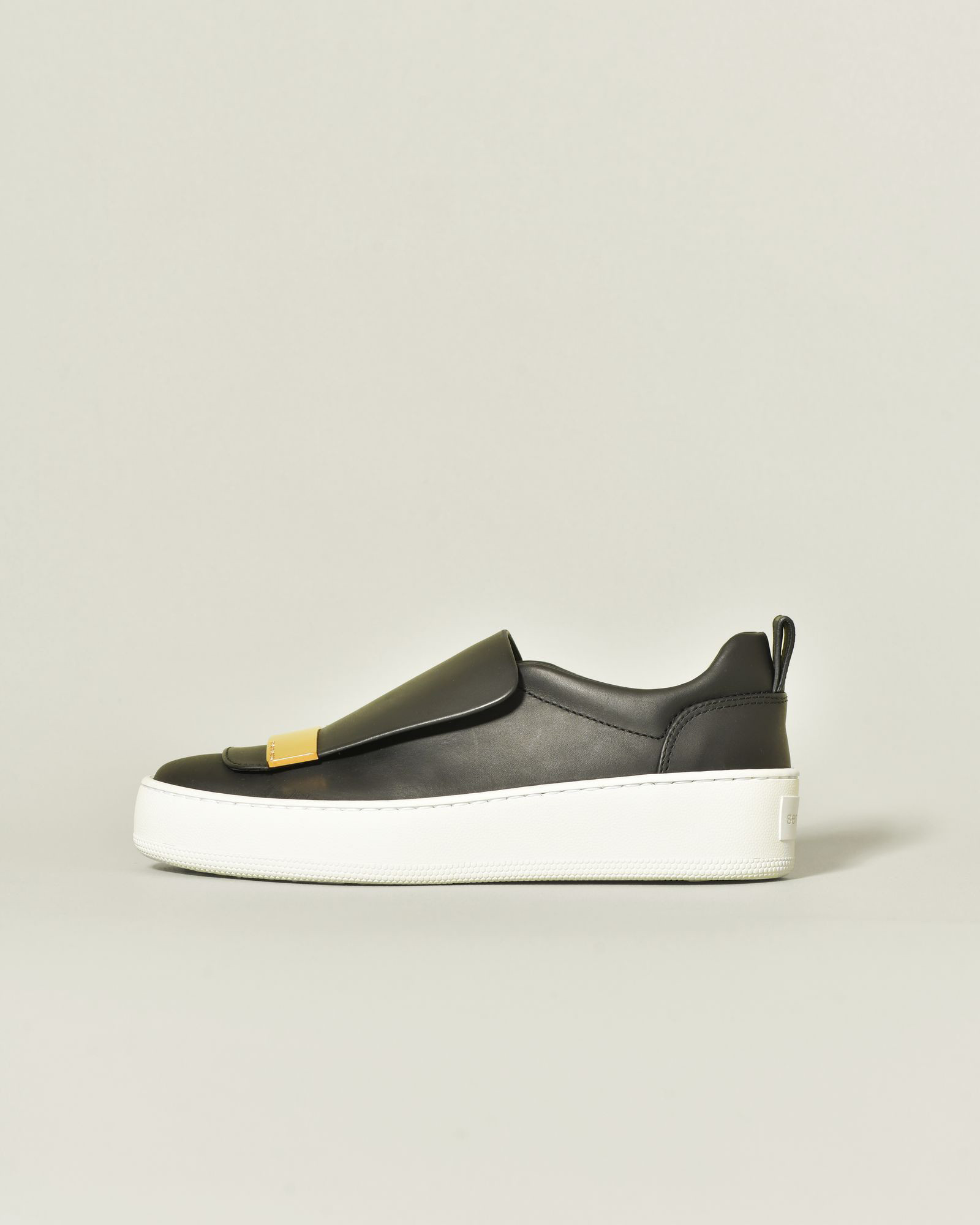 Sneakers en cuir noir à plateforme légère Sergio Rossi