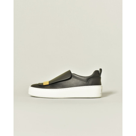 Sneakers en cuir noir à plateforme légère Sergio Rossi