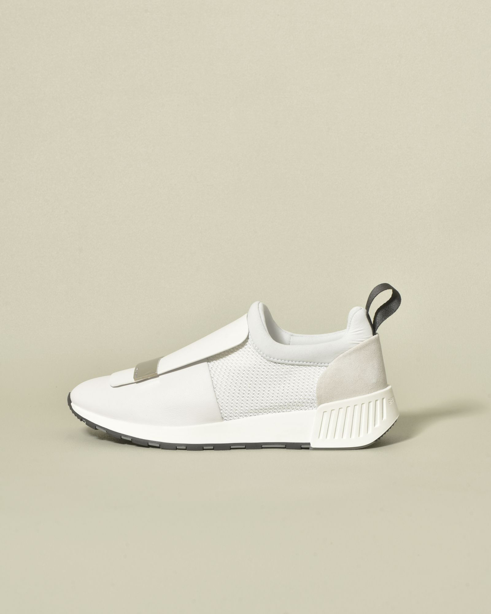Sneakers en cuir blanc à plateforme légère Sergio Rossi