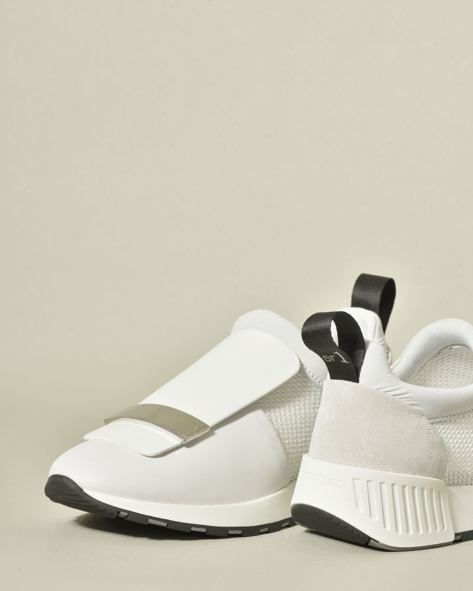 Sneakers en cuir blanc à plateforme légère Sergio Rossi