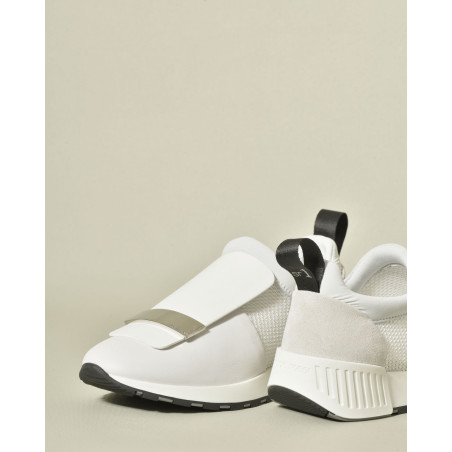 Sneakers en cuir blanc à plateforme légère Sergio Rossi