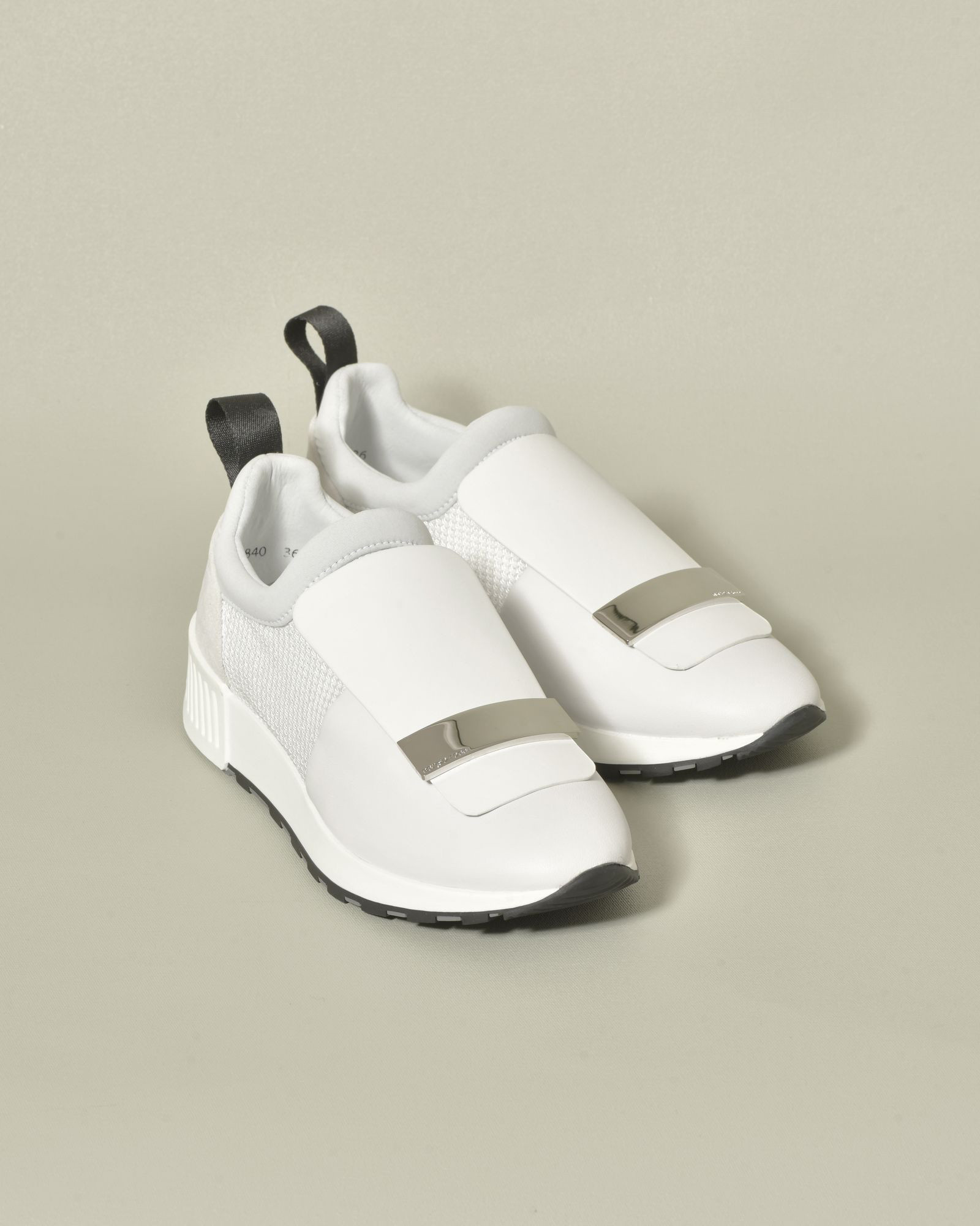 Sneakers en cuir blanc à plateforme légère Sergio Rossi