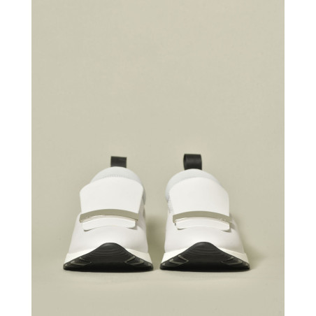 Sneakers en cuir blanc à plateforme légère Sergio Rossi