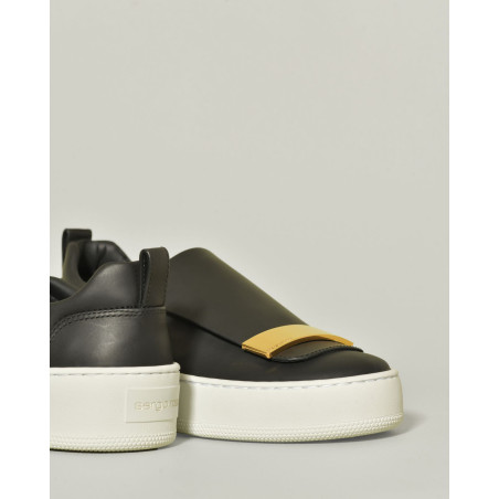 Sneakers en cuir noir à plateforme légère Sergio Rossi