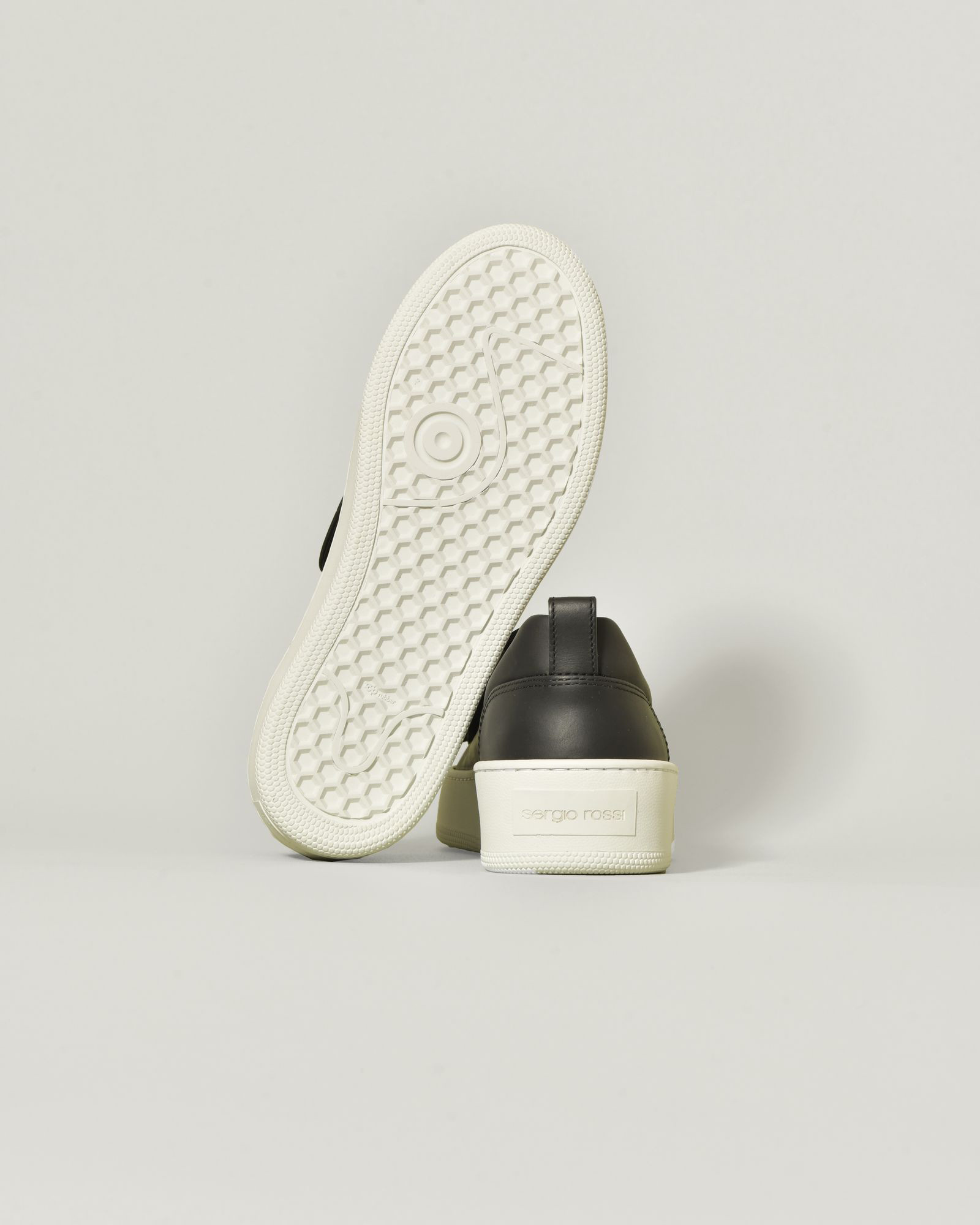 Sneakers en cuir noir à plateforme légère Sergio Rossi