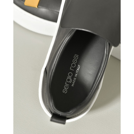 Sneakers en cuir noir à plateforme légère Sergio Rossi