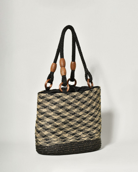 Sac cabas bicolore en fibres tressées Caterina Bertini