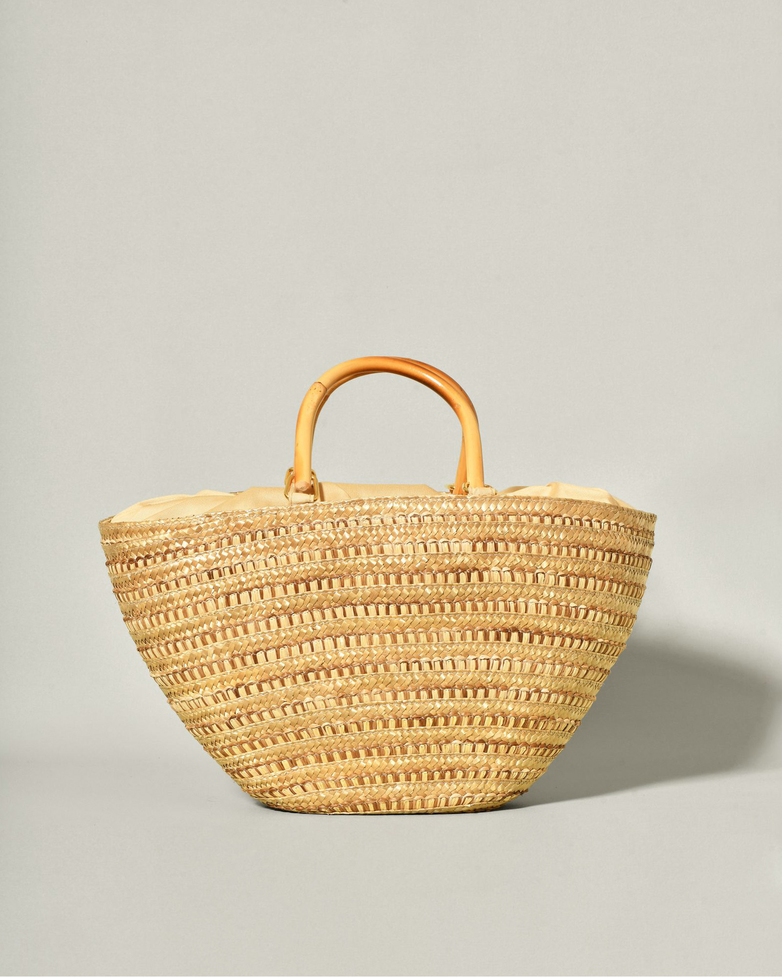 Sac cabas en raphia tressé avec anses en bambou Caterina Bertini