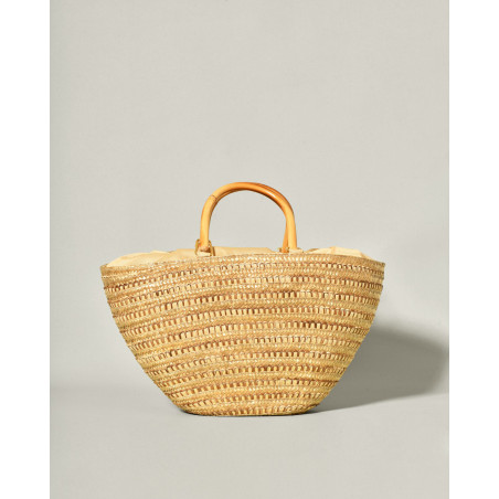 Sac cabas en raphia tressé avec anses en bambou Caterina Bertini