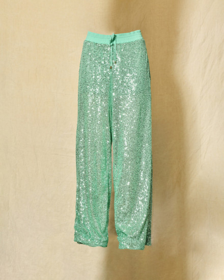Pantalon à sequins vert Clips