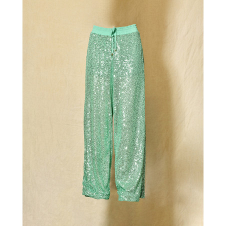 Pantalon à sequins vert Clips