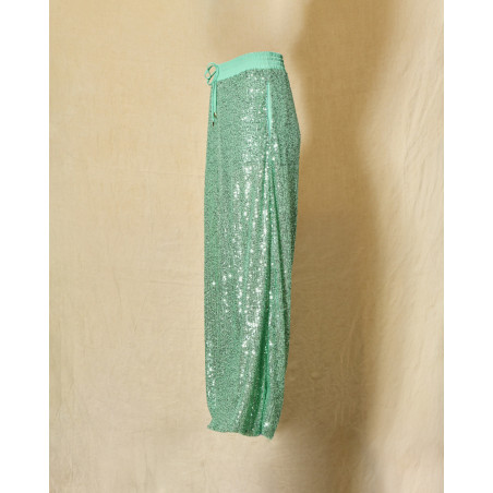 Pantalon à sequins vert Clips
