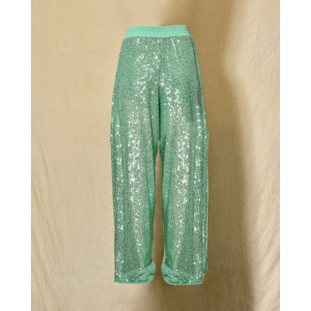 Pantalon à sequins vert Clips
