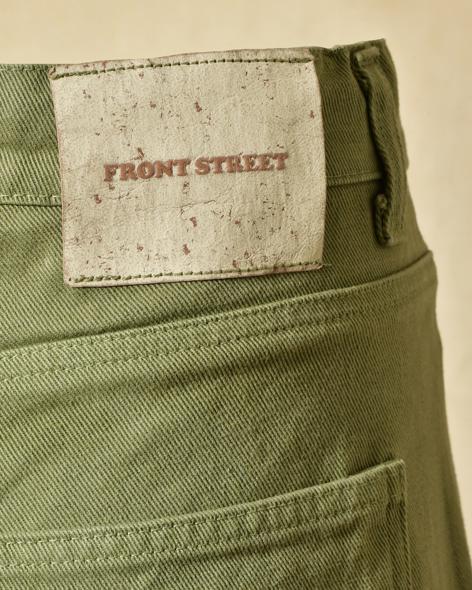 Jean large kaki à broderies marguerite Front Street