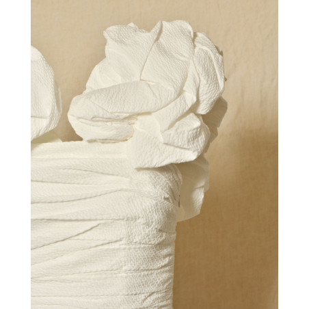 Robe bustier drapée blanche à volants Edward Achour