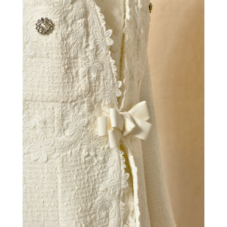 Robe en tweed et dentelle blanche Edward Achour