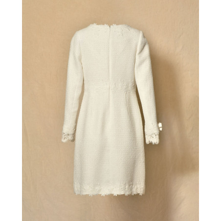 Robe en tweed et dentelle blanche Edward Achour