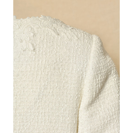Robe en tweed et dentelle blanche Edward Achour