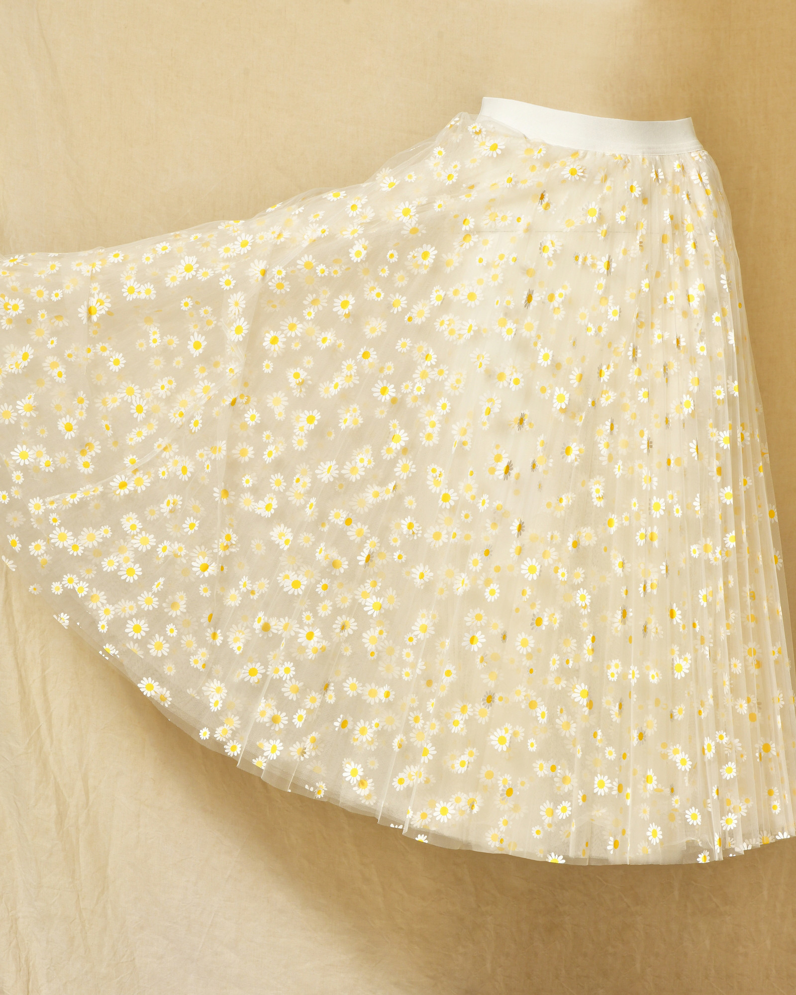 Jupe longue en tulle à imprimé marguerite Edward Achour