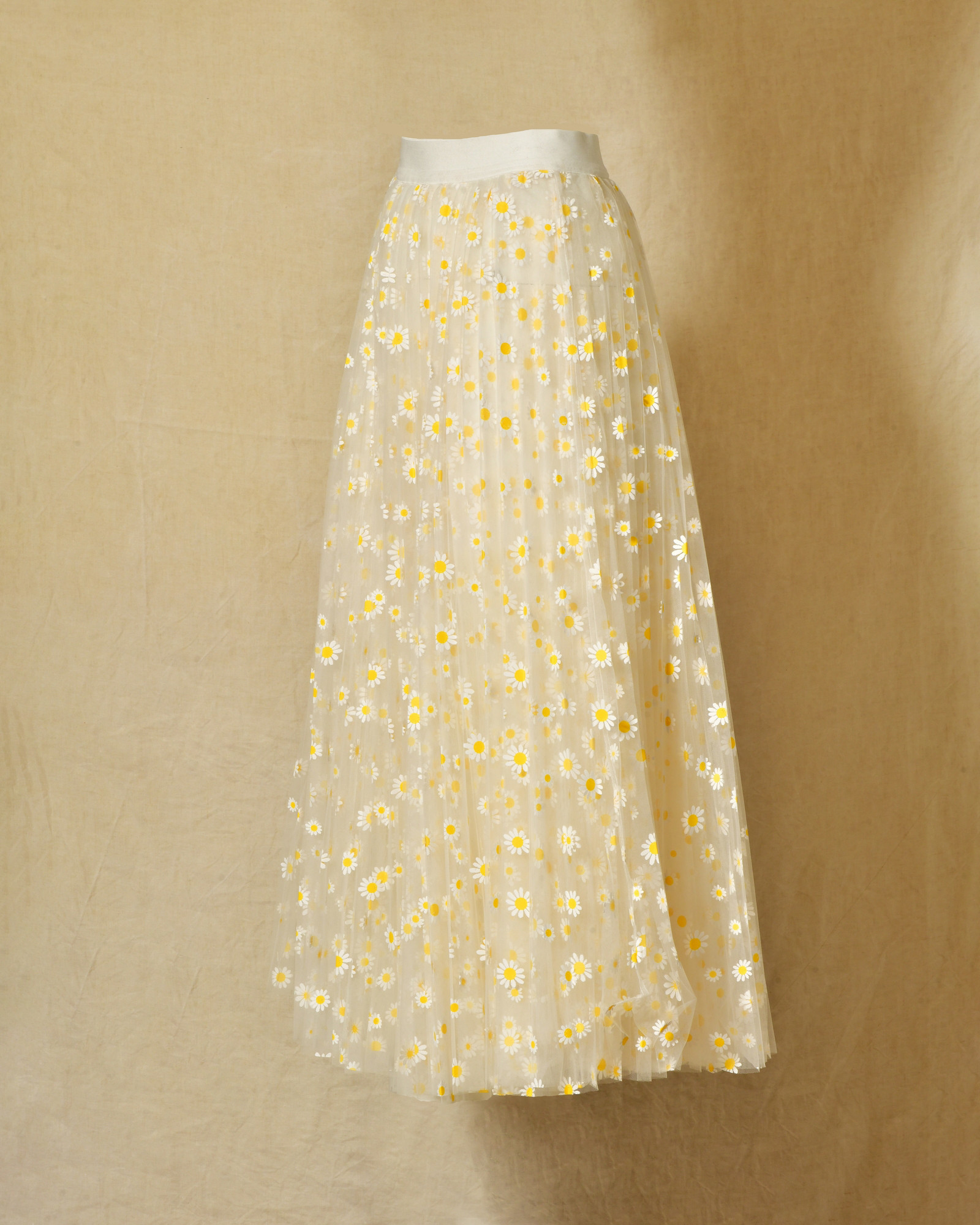 Jupe longue en tulle à imprimé marguerite Edward Achour