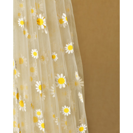 Jupe longue en tulle à imprimé marguerite Edward Achour